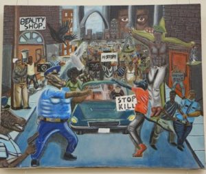 Painting of Police Officers as Pigs