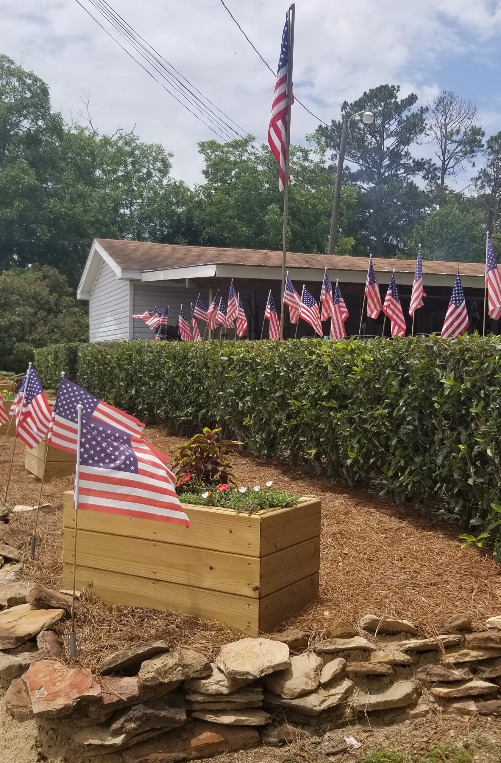 Home with American Flags Flying